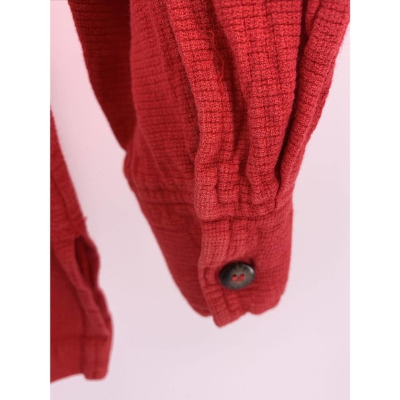 Vintage WEK Button Up Shirt Long Sleeve Red 100% Cotton Textured Size Medium - Picture 11 of 12